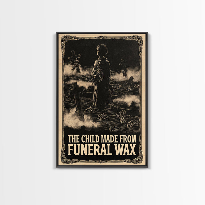 The Child Made From Funeral Wax, English Language Horror Movie Poster, Decadent Line Art, Retro Horror Movie Art, Canvas Print