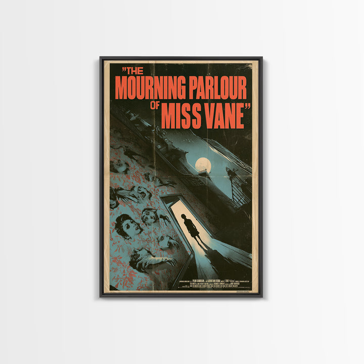 The Mourning Parlour Of Miss Vane, English Language Horror Movie Poster, Giallo Horror Art, Gothic Cinema Wall Art, Framed Canvas Print