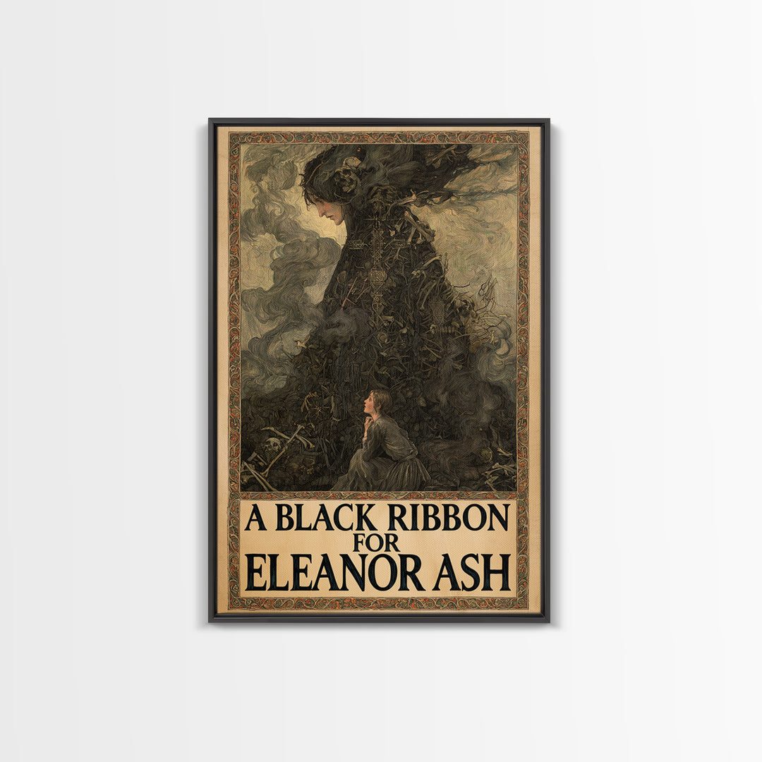 A Black Ribbon For Eleanor Ash, English Language Horror Movie Poster, Stained Glass Gothic Art, Classic Monster Poster, Canvas Print