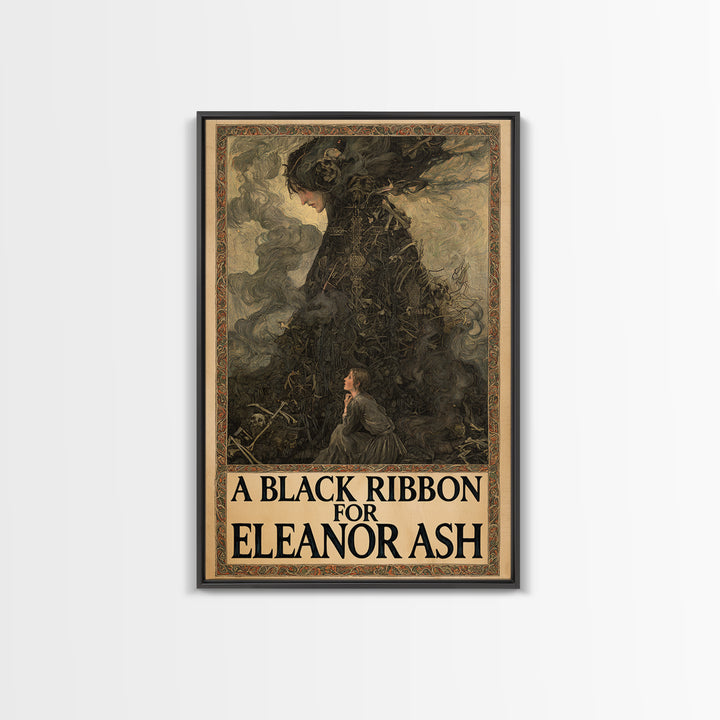 A Black Ribbon For Eleanor Ash, English Language Horror Movie Poster, Stained Glass Gothic Art, Classic Monster Poster, Canvas Print