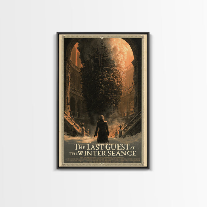The Last Guest At The Winter Seance, English Language Horror Movie Poster, Architectural Etching Art, Gothic Cinema Wall Art
