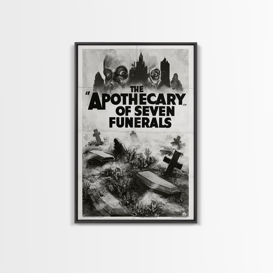 The Apothecary Of Seven Funerals, English Language Horror Movie Poster, 1930s Horror Art, Cult Horror Poster, Framed Canvas Print