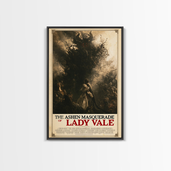 The Ashen Masquerade Of Lady Vale, English Language Horror Movie Poster, Gothic Nightmare Art, Classic Monster Poster