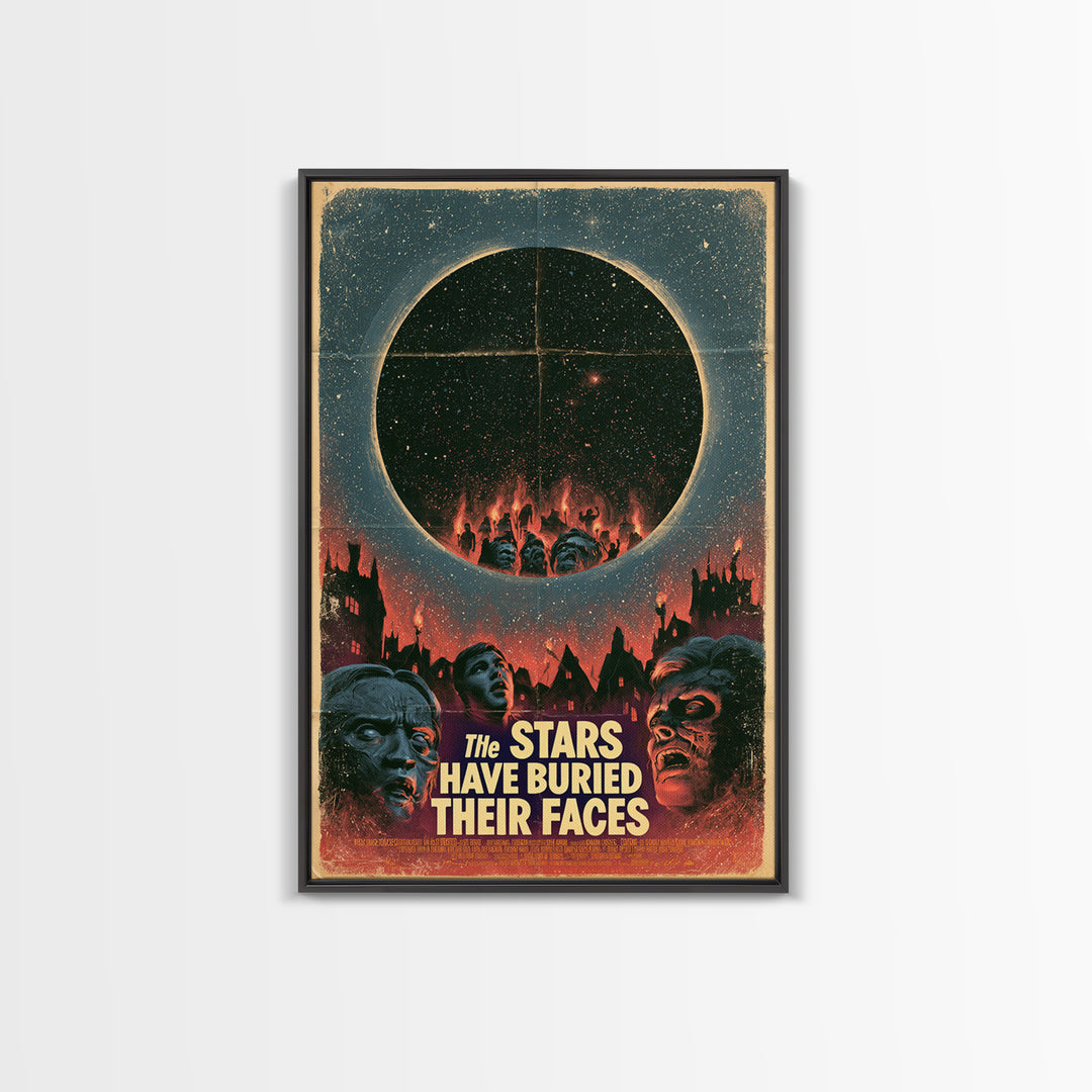 The Stars Have Buried Their Faces, English Language Horror Movie Poster, 1960s Horror Art, Classic Monster Poster, Framed Canvas Print