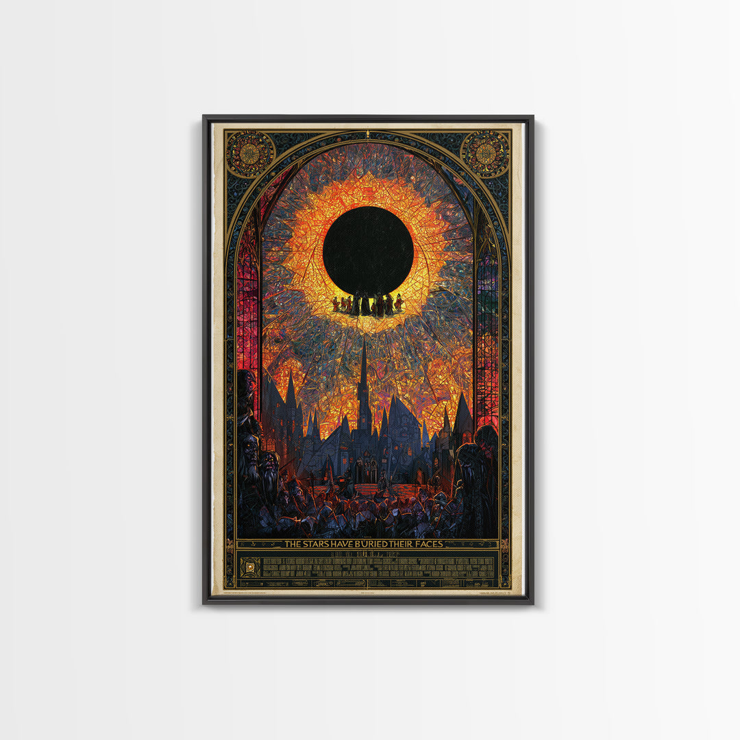 The Stars Have Buried Their Faces, English Language Horror Movie Poster, Stained Glass Gothic Art, Classic Monster Poster, Canvas Print