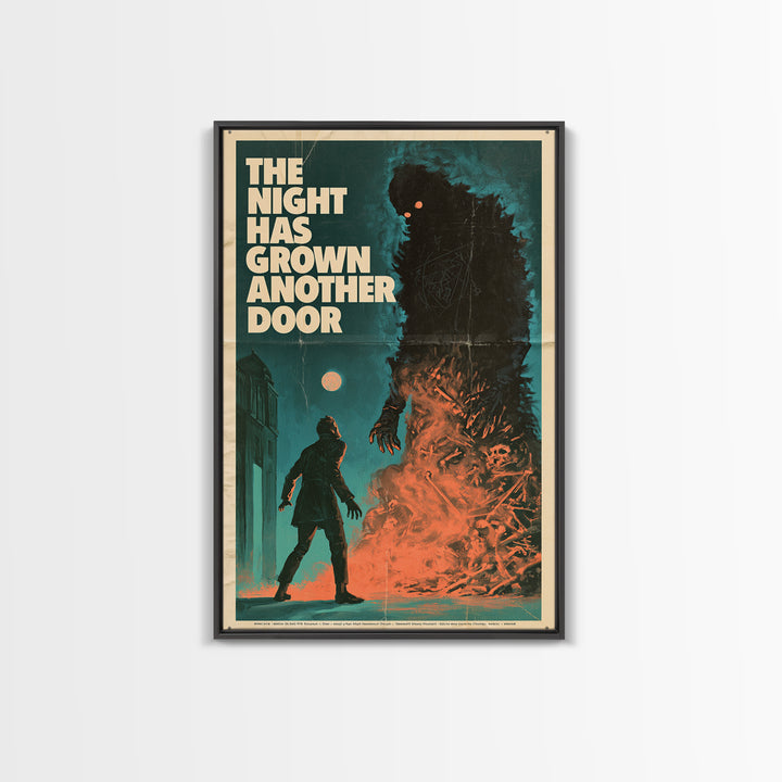 The Night Has Grown Another Door, English Language Horror Movie Poster, Giallo Horror Art, Cult Horror Poster, Framed Canvas Print