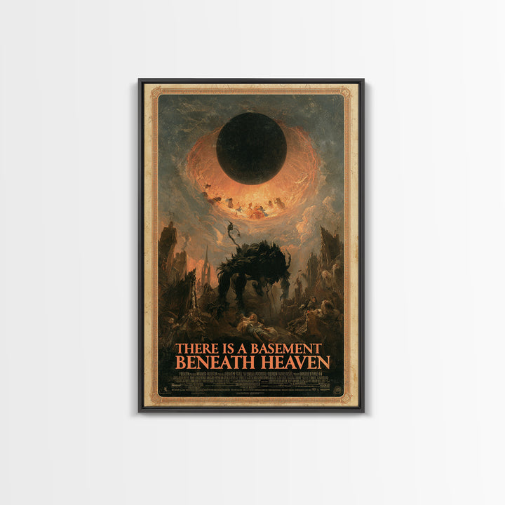 There Is A Basement Beneath Heaven, English Language Horror Movie Poster, Gothic Nightmare Art, Retro Horror Movie Art