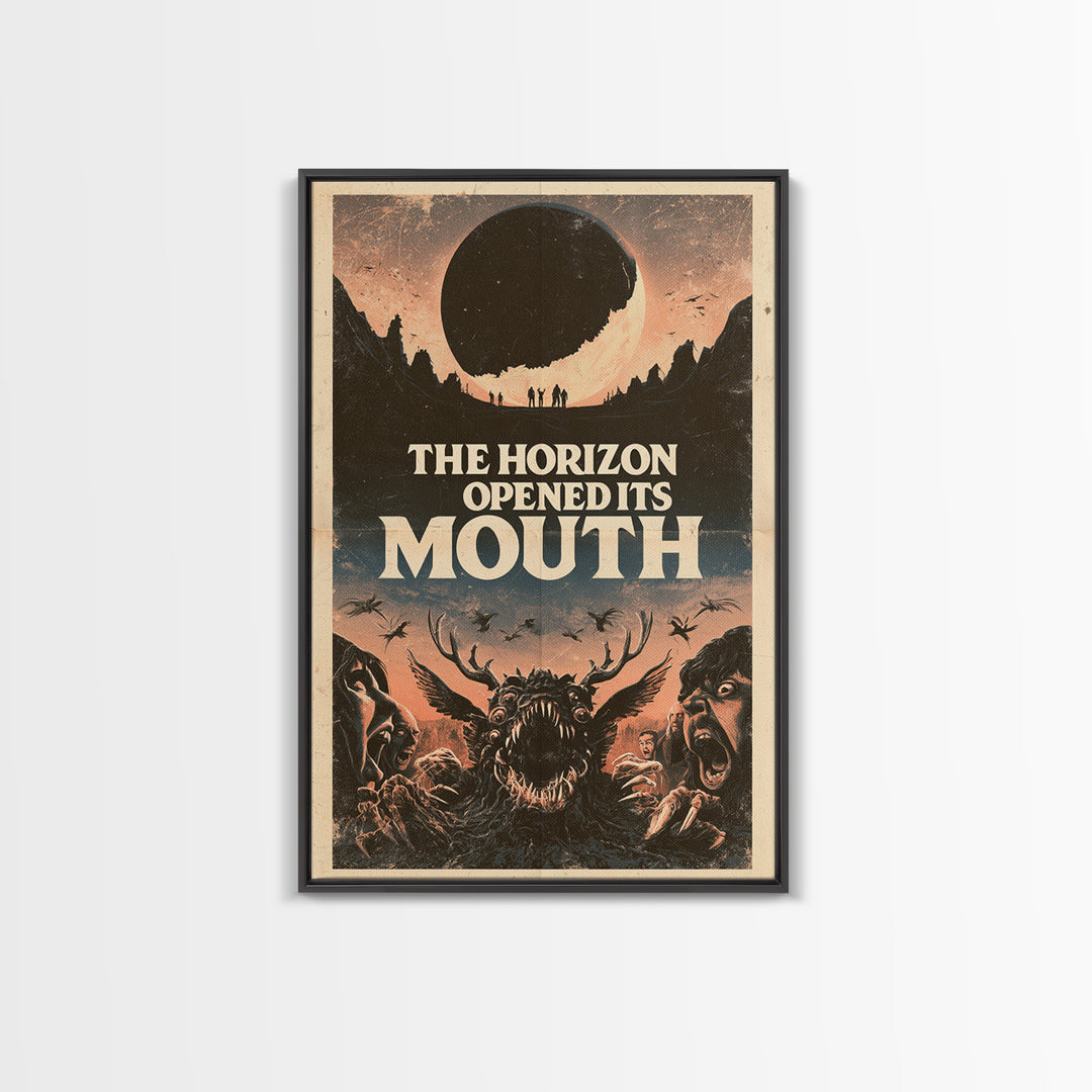 The Horizon Opened Its Mouth, English Language Horror Movie Poster, 1970s Horror Art, Cult Horror Poster, Framed Canvas Print