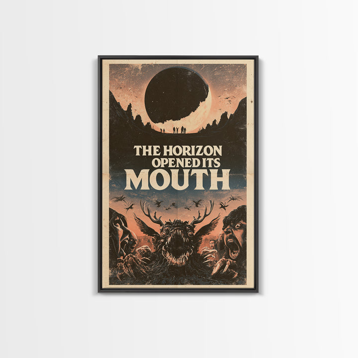 The Horizon Opened Its Mouth, English Language Horror Movie Poster, 1970s Horror Art, Cult Horror Poster, Framed Canvas Print