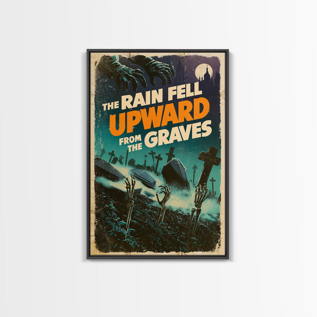 The Rain Fell Upward From The Graves, English Language Horror Movie Poster, Giallo Horror Art, Classic Monster Poster, Framed Canvas Print