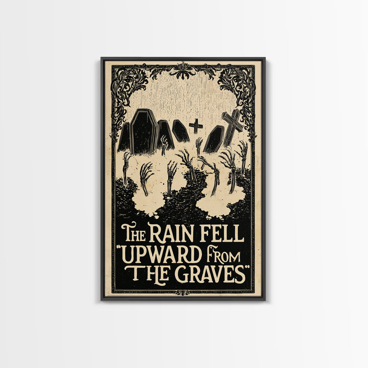 The Rain Fell Upward From The Graves, English Language Horror Movie Poster, Decadent Line Art, Cult Horror Poster
