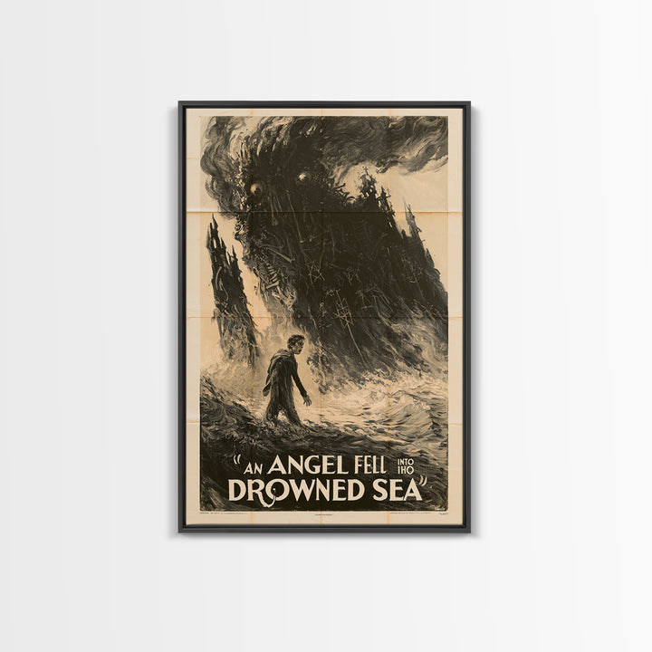 An Angel Fell Into The Drowned Sea, English Language Horror Movie Poster, 1930s Horror Art, Gothic Cinema Wall Art, Canvas Print
