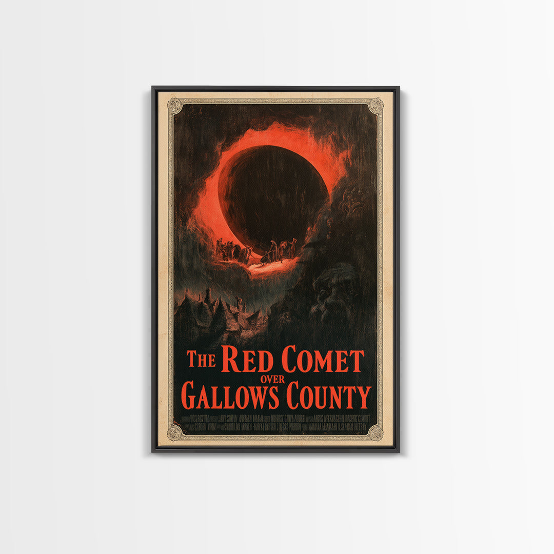 The Red Comet Over Gallows County, English Language Horror Movie Poster, Dark Romantic Horror Art, Retro Horror Movie Art