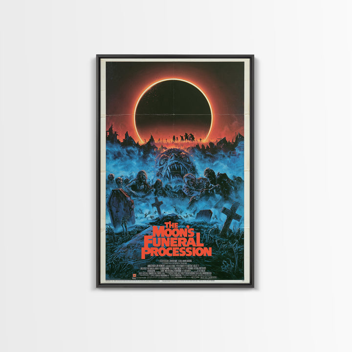 The Moon'S Funeral Procession, English Language Horror Movie Poster, 1980s Vhs Nightmare Cover Inspired Art, Cult Horror Poster