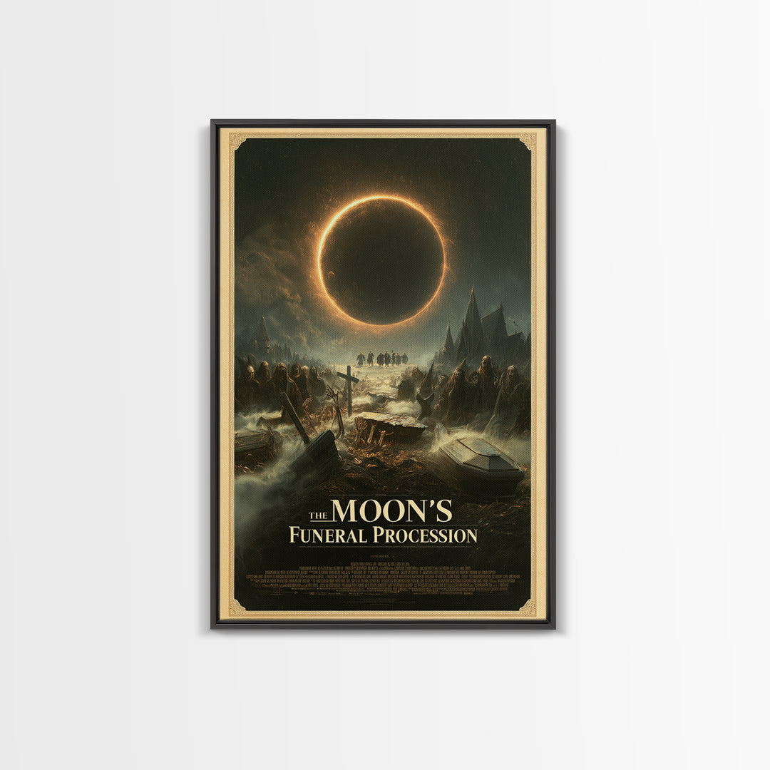 The Moon'S Funeral Procession, English Language Horror Movie Poster, Dark Romantic Horror Art, Retro Horror Movie Art, Canvas Print