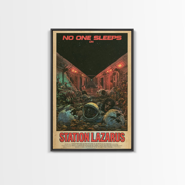 No One Sleeps On Station Lazarus, English Language Horror Movie Poster, Stained Glass Gothic Art, Cult Horror Poster, Canvas Print