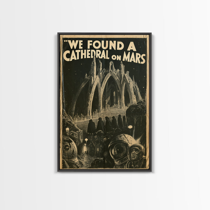 We Found A Cathedral On Mars, English Language Horror Movie Poster, 1930s Horror Art, Gothic Cinema Wall Art, Framed Canvas Print