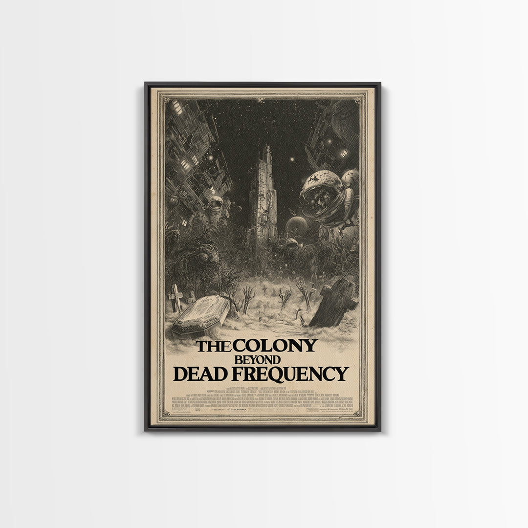 The Colony Beyond The Dead Frequency, English Language Horror Movie Poster, Gothic Engraving Art, Gothic Cinema Wall Art
