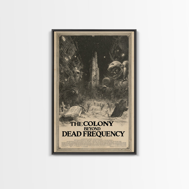 The Colony Beyond The Dead Frequency, English Language Horror Movie Poster, Gothic Engraving Art, Gothic Cinema Wall Art