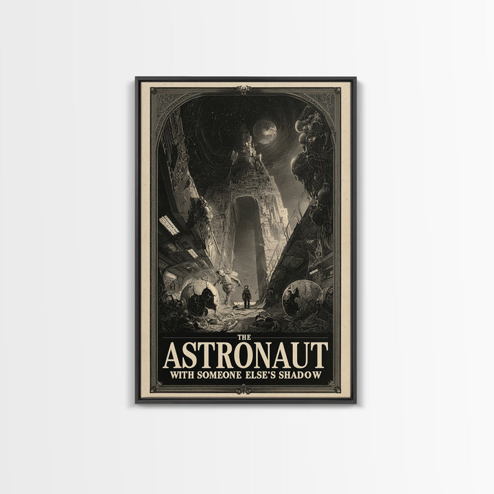 The Astronaut With Someone Else'S Shadow, English Language Horror Movie Poster, Gothic Engraving Art, Classic Monster Poster