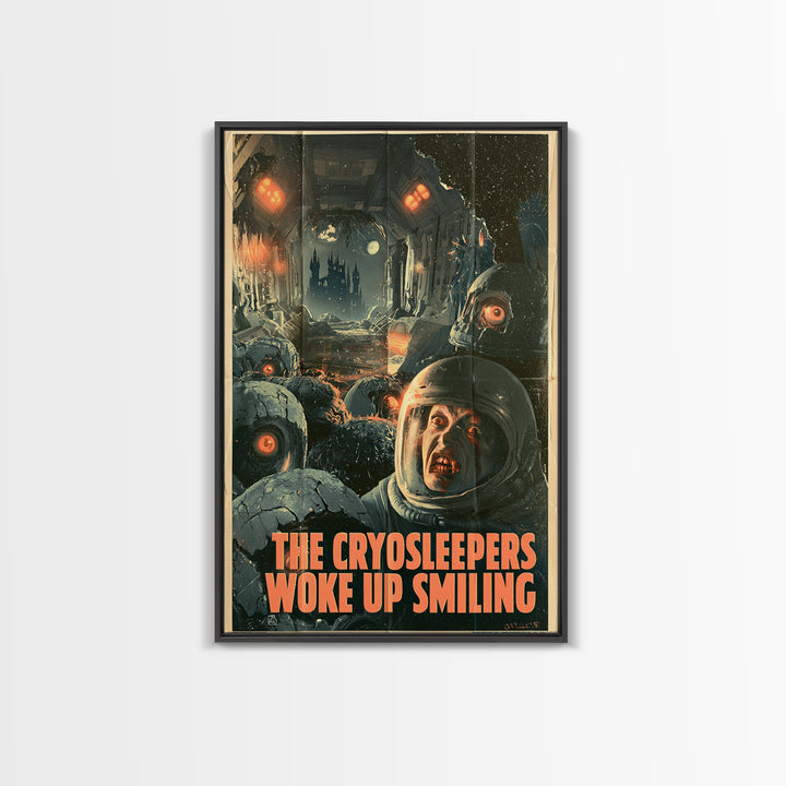 The Cryosleepers Woke Up Smiling, English Language Horror Movie Poster, 1930s Horror Art, Retro Horror Movie Art, Canvas Print