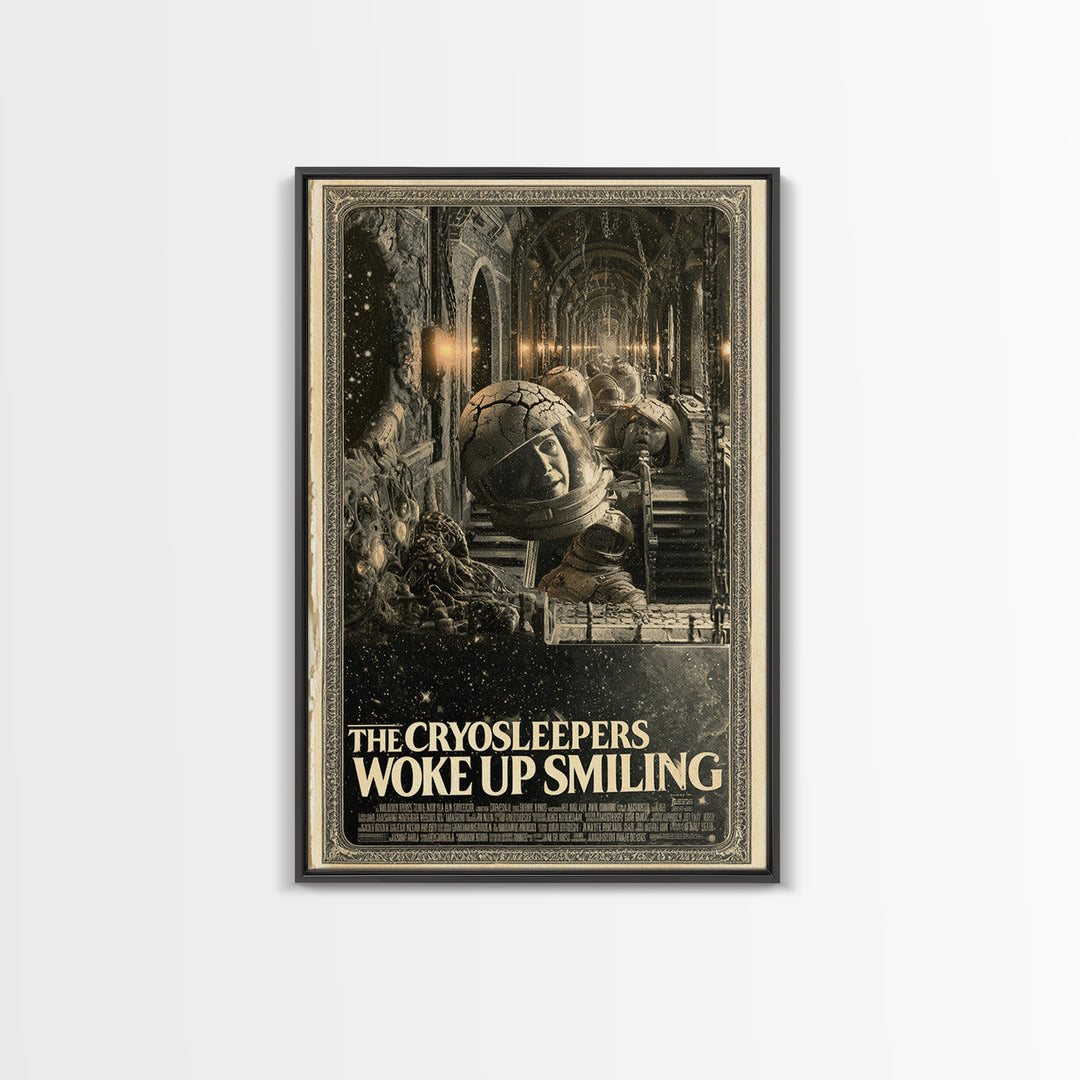 The Cryosleepers Woke Up Smiling, English Language Horror Movie Poster, Architectural Etching Art, Classic Monster Poster