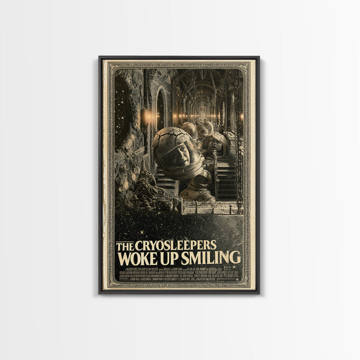The Cryosleepers Woke Up Smiling, English Language Horror Movie Poster, Architectural Etching Art, Classic Monster Poster