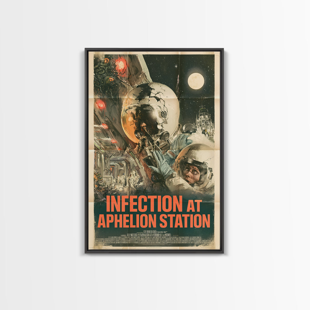 Infection At Aphelion Station, English Language Horror Movie Poster, Giallo Horror Art, Gothic Cinema Wall Art, Canvas Print