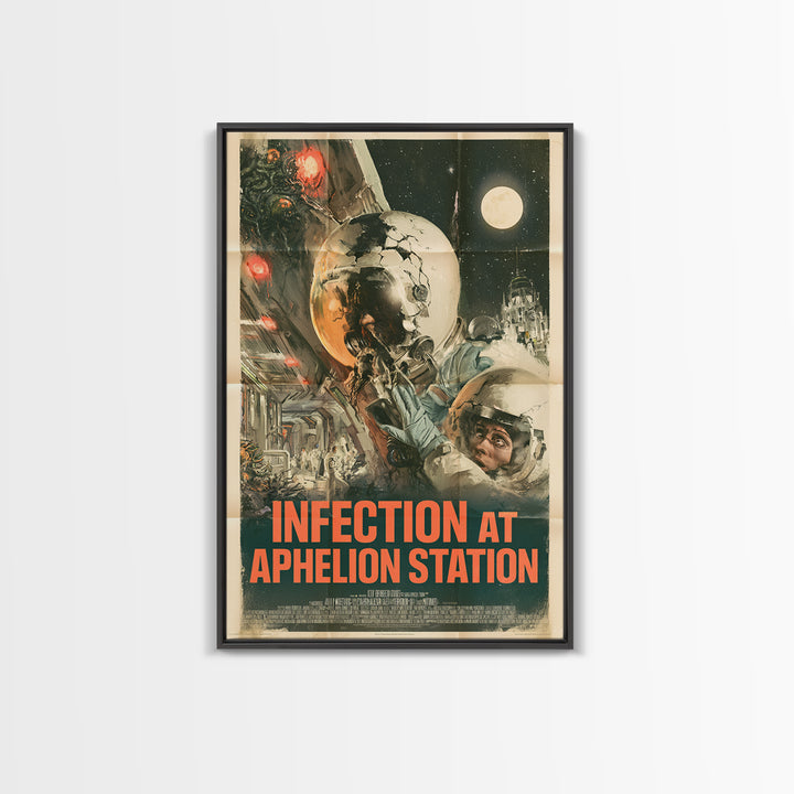 Infection At Aphelion Station, English Language Horror Movie Poster, Giallo Horror Art, Gothic Cinema Wall Art, Canvas Print