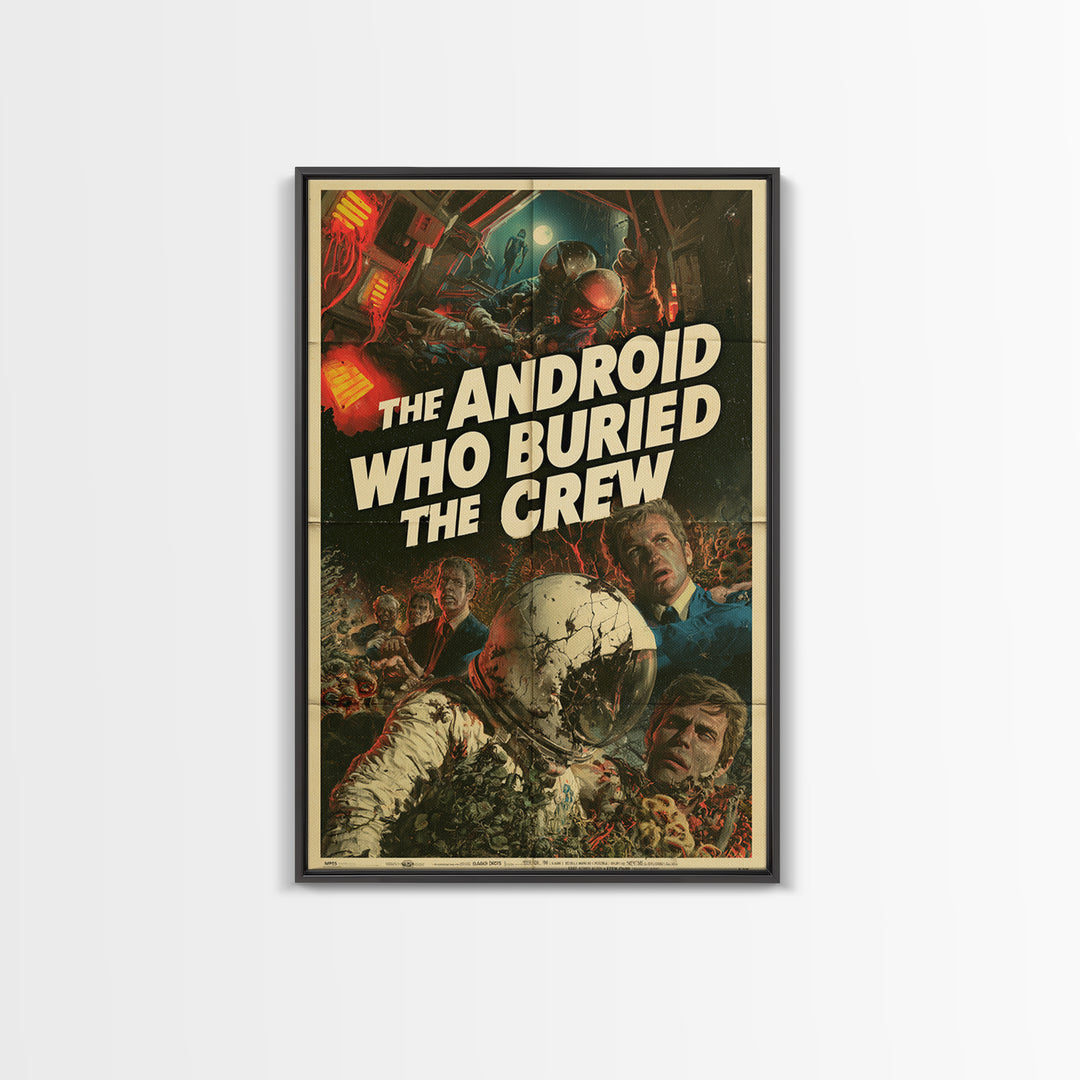 The Android Who Buried The Crew, English Language Horror Movie Poster, Giallo Horror Art, Gothic Cinema Wall Art, Canvas Print