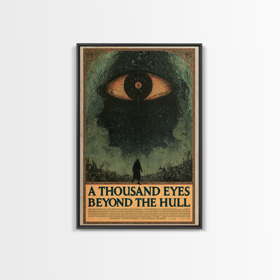 A Thousand Eyes Beyond The Hull, English Language Horror Movie Poster, Stained Glass Gothic Art, Classic Monster Poster, Canvas Print