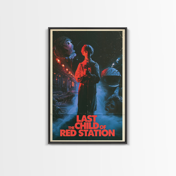 The Last Child Of Red Station, English Language Horror Movie Poster, 1980s Vhs Nightmare Cover Inspired Art, Retro Horror Movie Art