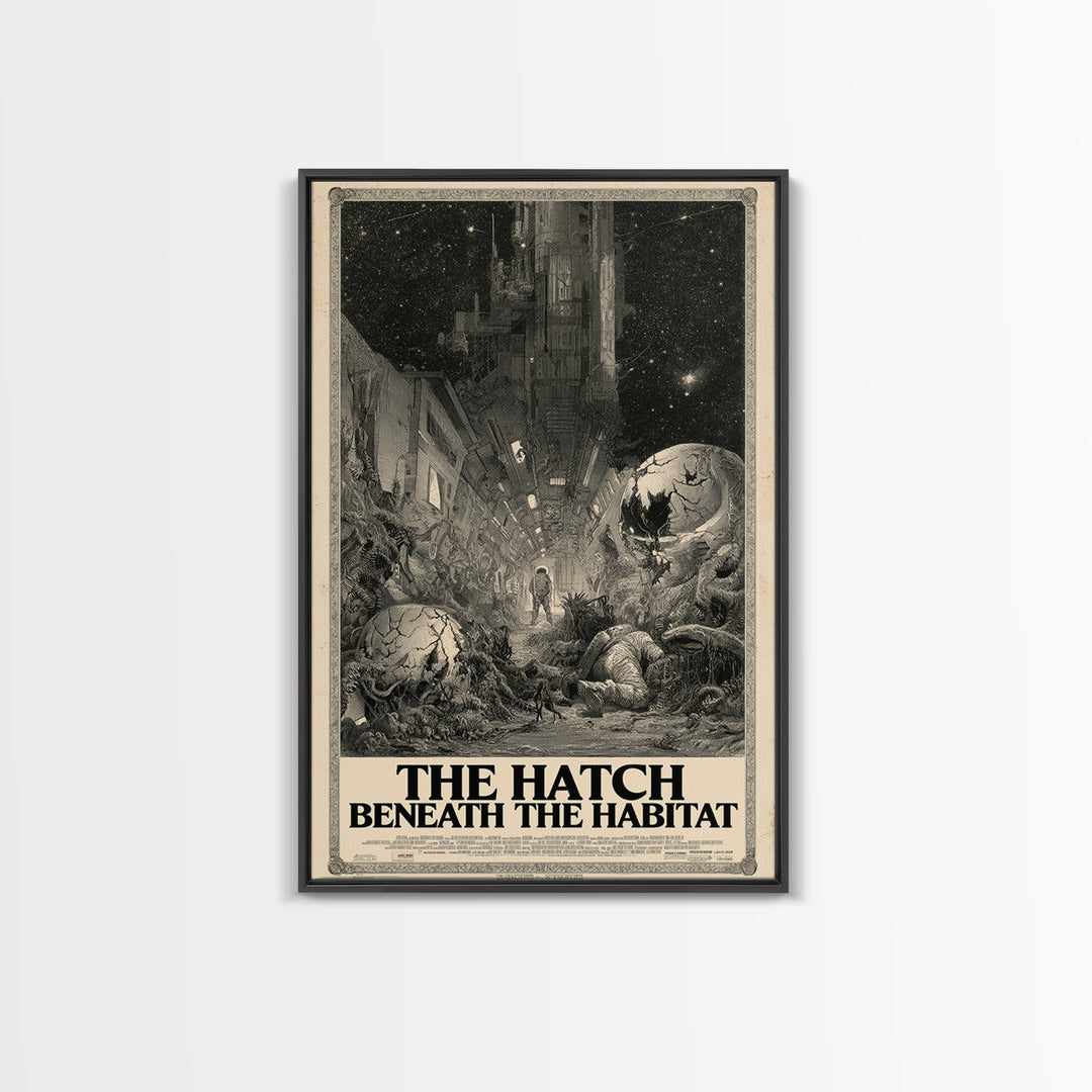 The Hatch Beneath The Habitat, English Language Horror Movie Poster, Gothic Engraving Art, Gothic Cinema Wall Art, Canvas Print