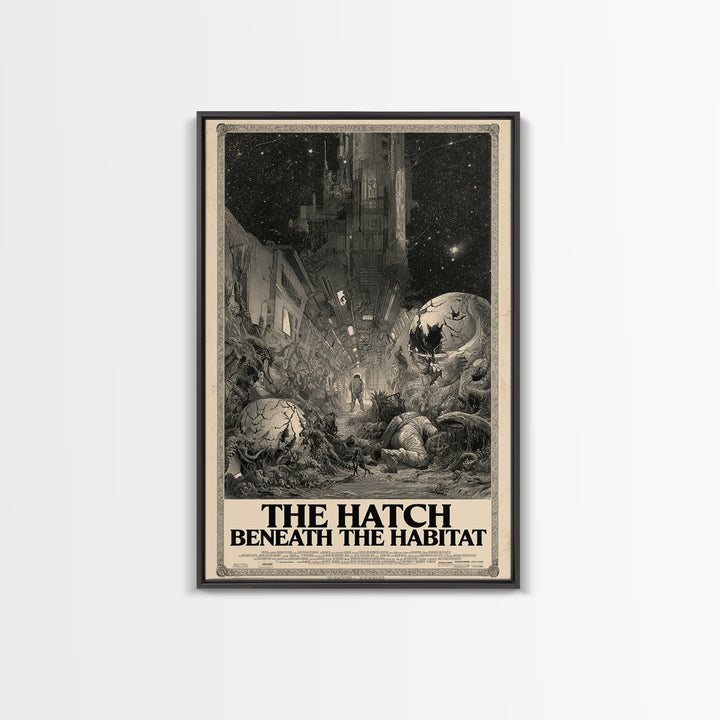 The Hatch Beneath The Habitat, English Language Horror Movie Poster, Gothic Engraving Art, Gothic Cinema Wall Art, Canvas Print