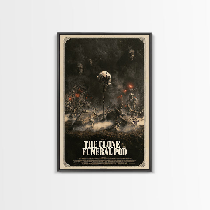 The Clone In The Funeral Pod, English Language Horror Movie Poster, Dark Romantic Horror Art, Gothic Cinema Wall Art, Framed Canvas Print