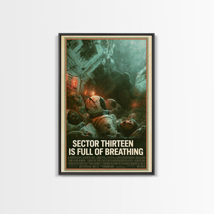 Sector Thirteen Is Full Of Breathing, English Language Horror Movie Poster, Gothic Nightmare Art, Classic Monster Poster