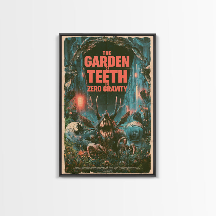 The Garden Of Teeth In Zero Gravity, English Language Horror Movie Poster, Giallo Horror Art, Gothic Cinema Wall Art, Framed Canvas Print