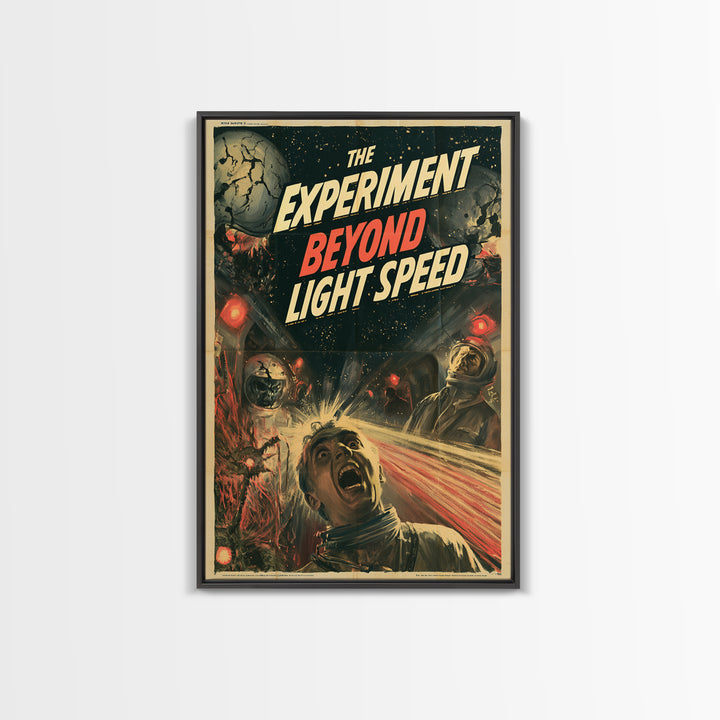 The Experiment Beyond Light Speed, English Language Horror Movie Poster, 1950s Creature-Feature One-Sheet Inspired Art, Cult Horror Poster