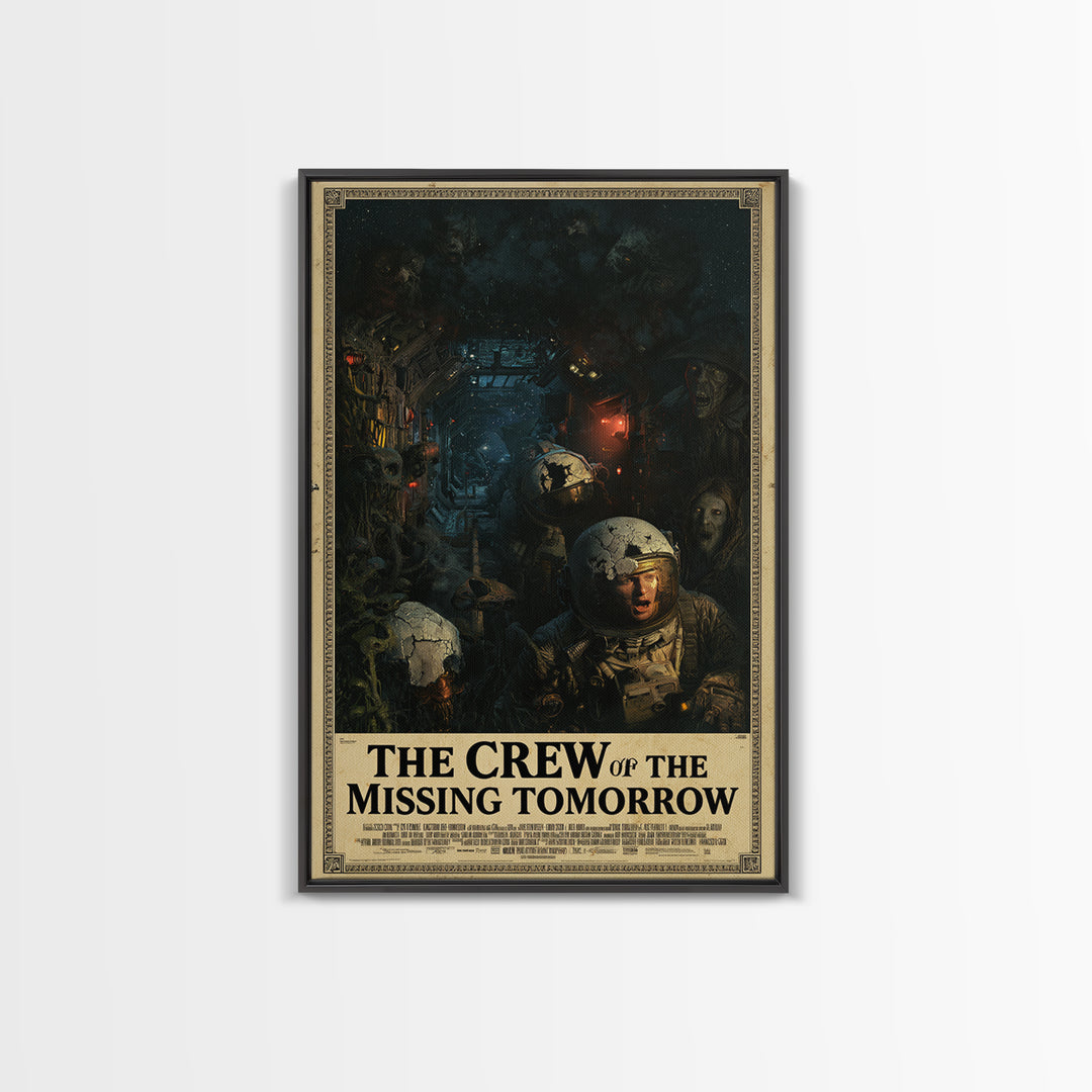 The Crew Of The Missing Tomorrow, English Language Horror Movie Poster, Dark Romantic Horror Art, Retro Horror Movie Art, Canvas Print