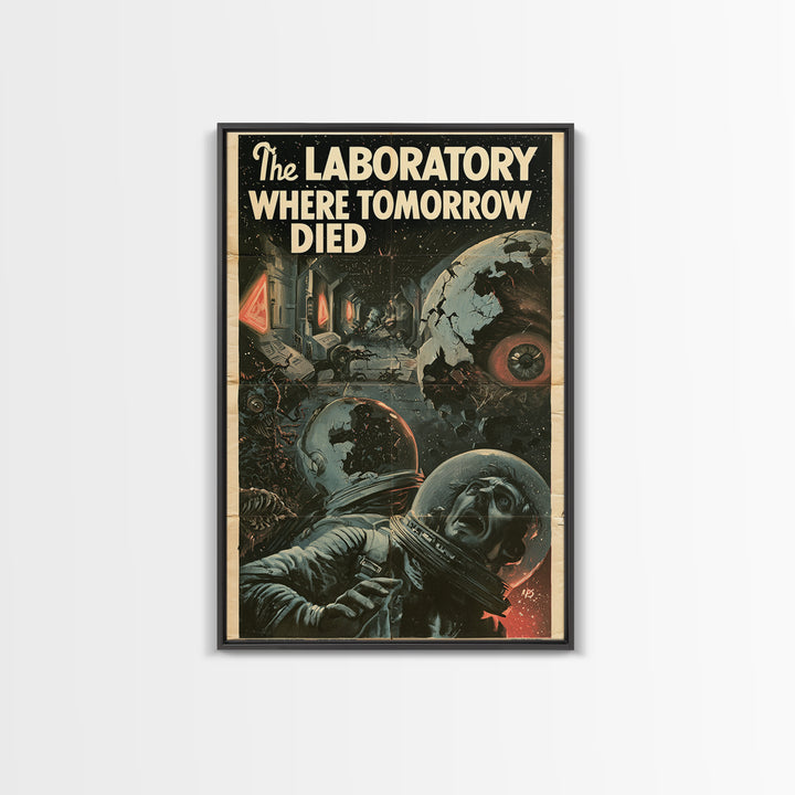 The Laboratory Where Tomorrow Died, English Language Horror Movie Poster, 1930s Horror Art, Gothic Cinema Wall Art, Canvas Print