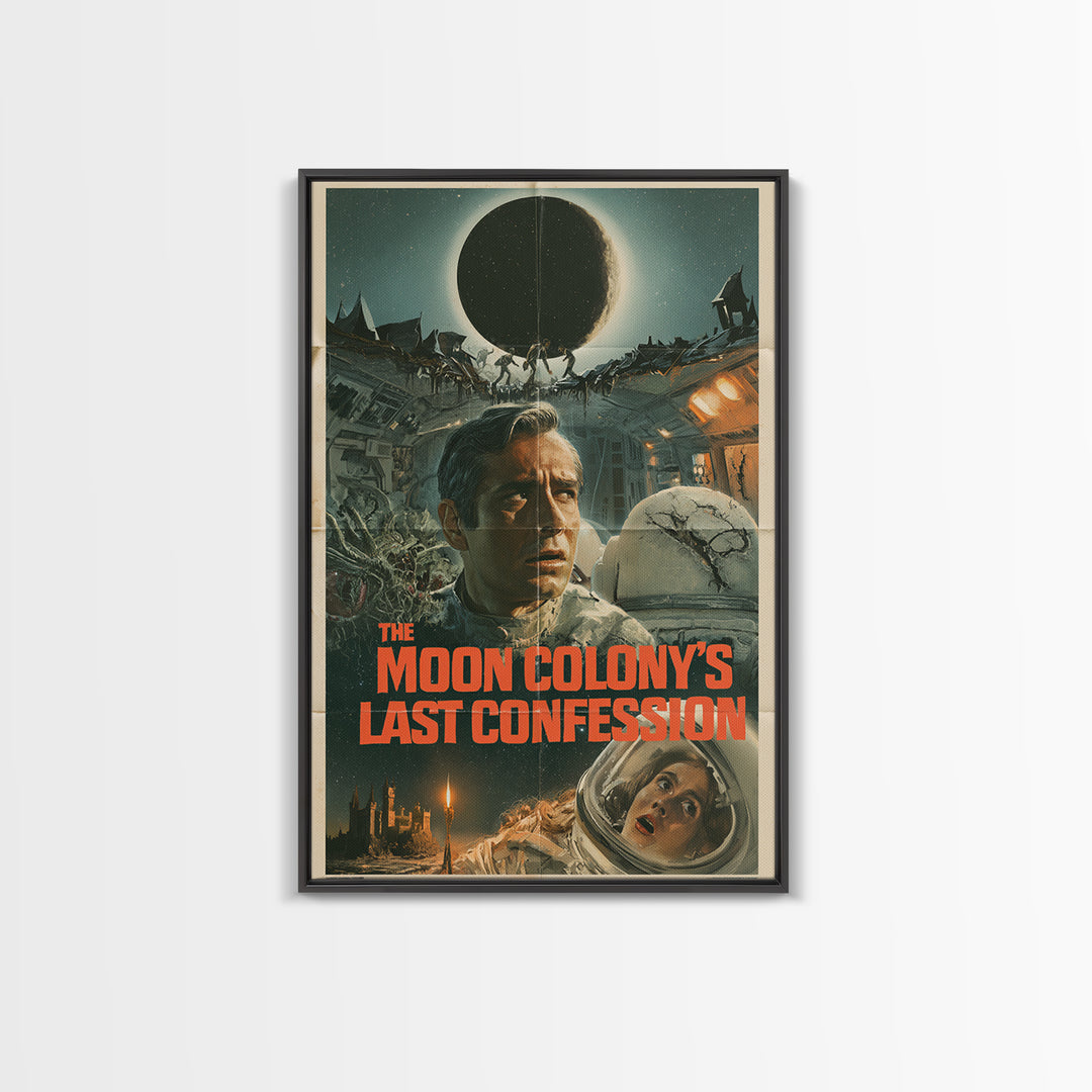 The Moon Colony'S Last Confession, English Language Horror Movie Poster, 1960s Horror Art, Cult Horror Poster, Canvas Print