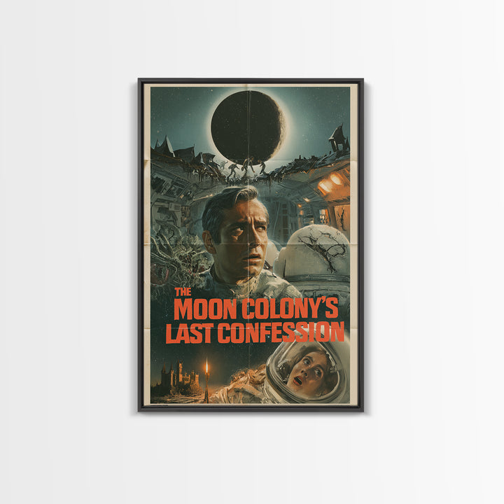 The Moon Colony'S Last Confession, English Language Horror Movie Poster, 1960s Horror Art, Cult Horror Poster, Canvas Print