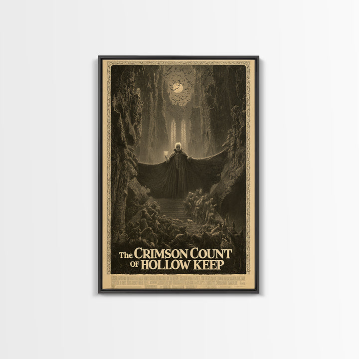 The Crimson Count Of Hollow Keep, English Language Horror Movie Poster, Gothic Engraving Art, Gothic Cinema Wall Art, Canvas Print