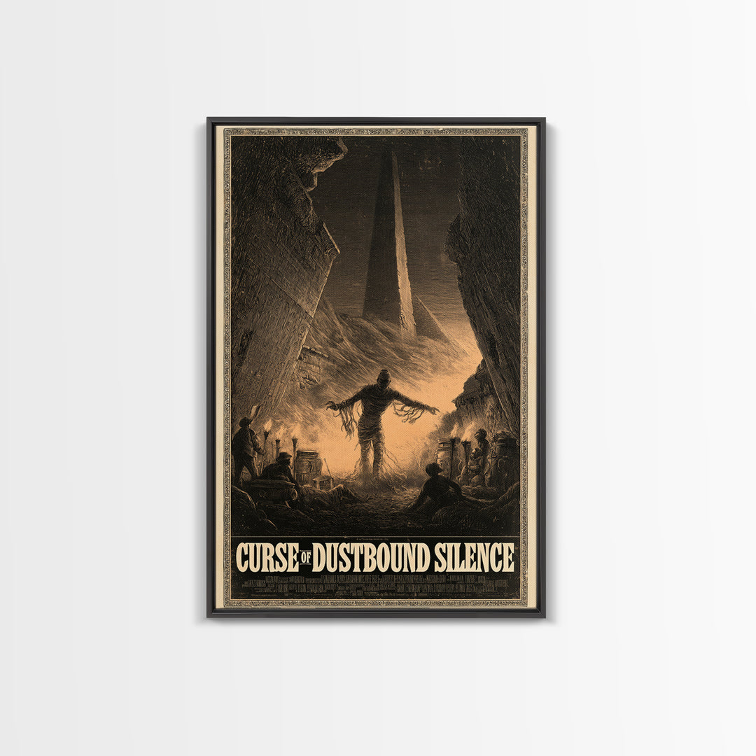 Curse Of Dustbound Silence, English Language Horror Movie Poster, Gothic Engraving Art, Gothic Cinema Wall Art, Canvas Print