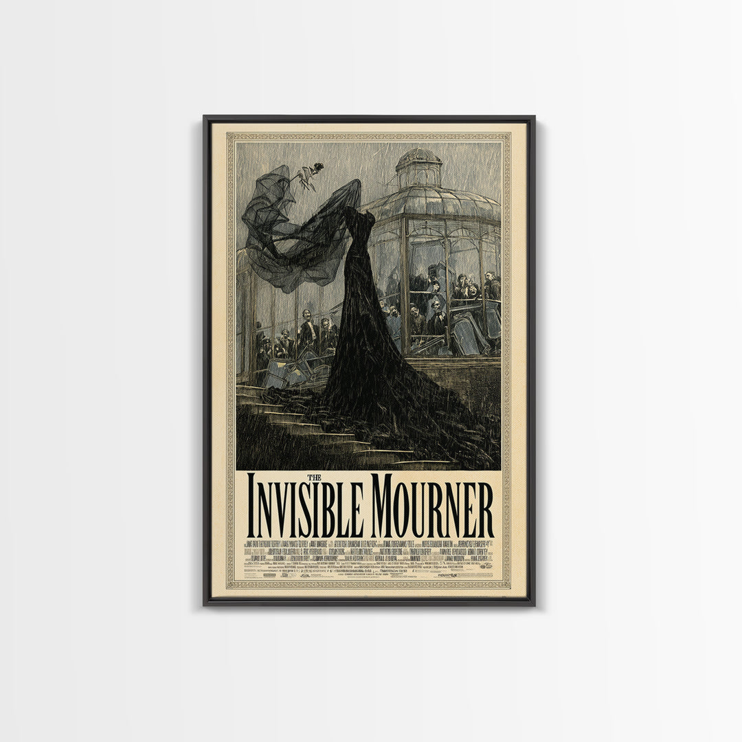 The Invisible Mourner, English Language Horror Movie Poster, Victorian Macabre Art, Cult Horror Poster, Framed Canvas Print