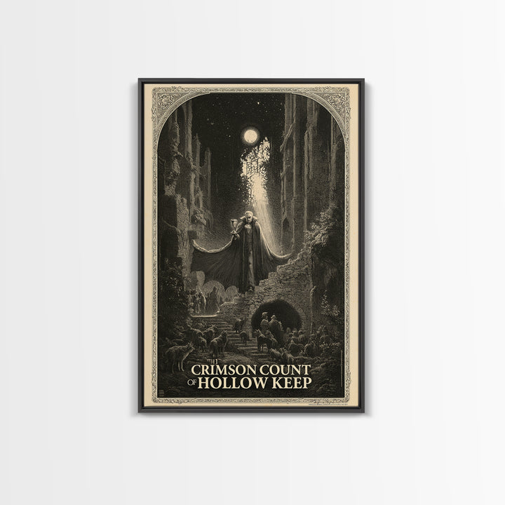 The Crimson Count Of Hollow Keep, English Language Horror Movie Poster, Gothic Engraving Art, Cult Horror Poster, Canvas Print