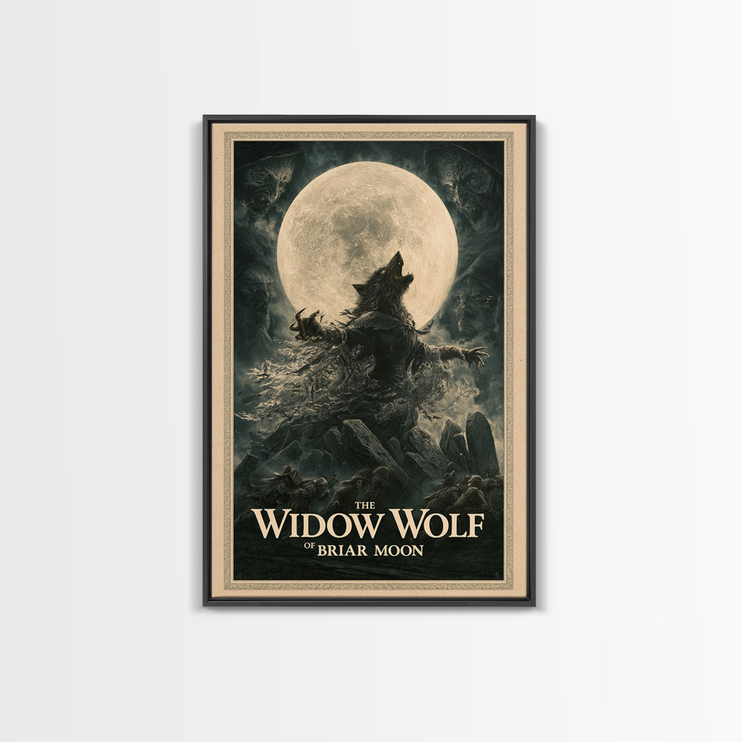 The Widow Wolf Of Briar Moon, English Language Horror Movie Poster, Dark Romantic Horror Art, Classic Monster Poster, Framed Canvas Print
