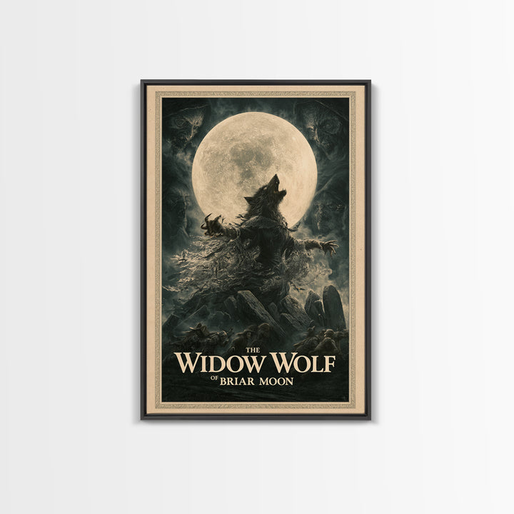 The Widow Wolf Of Briar Moon, English Language Horror Movie Poster, Dark Romantic Horror Art, Classic Monster Poster, Framed Canvas Print