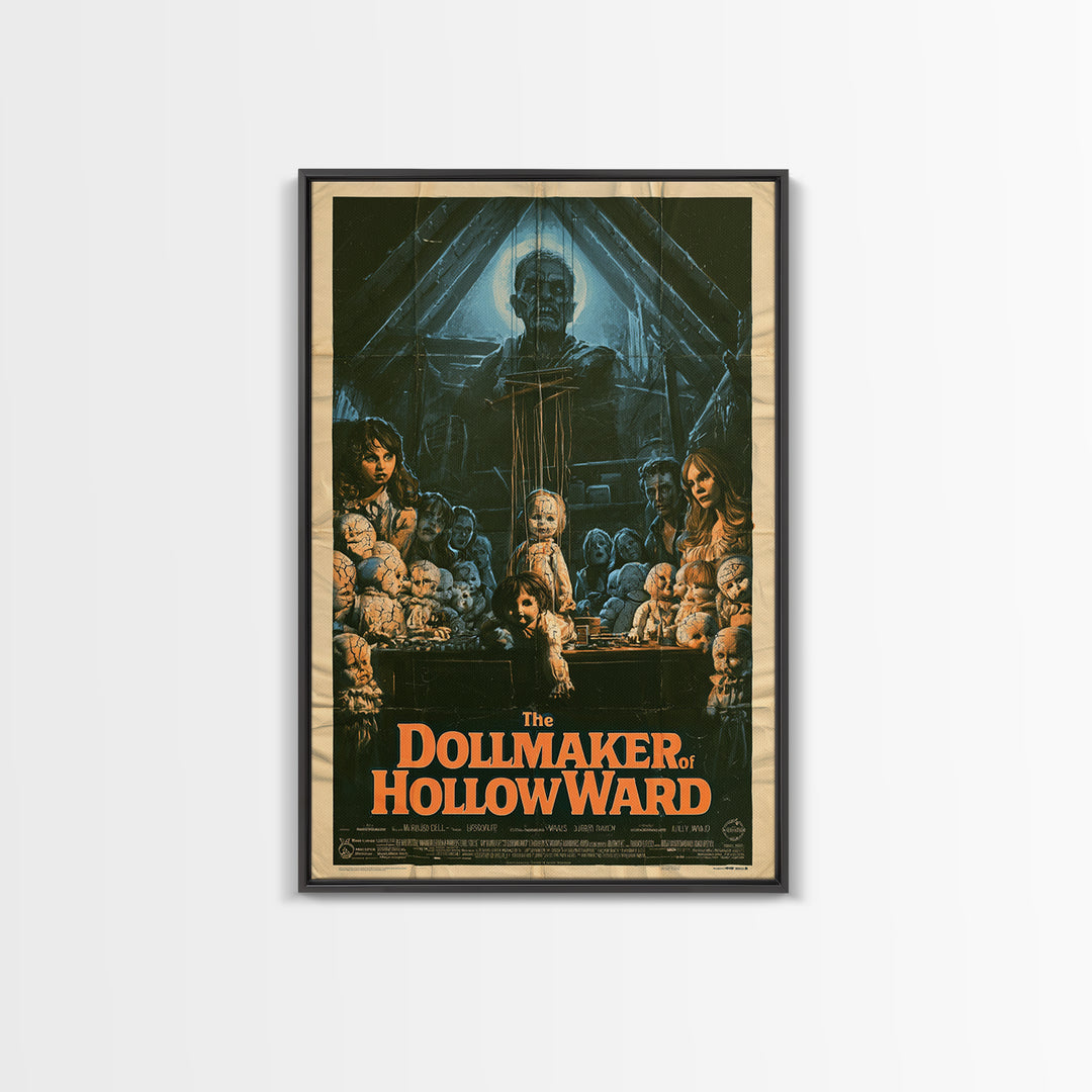 The Dollmaker Of Hollow Ward, English Language Horror Movie Poster, 1970s Horror Art, Retro Horror Movie Art, Canvas Print, Dark Fantasy Art