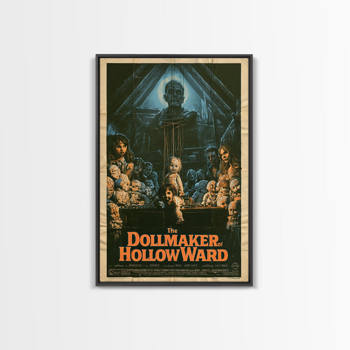 The Dollmaker Of Hollow Ward, English Language Horror Movie Poster, 1970s Horror Art, Retro Horror Movie Art, Canvas Print, Dark Fantasy Art